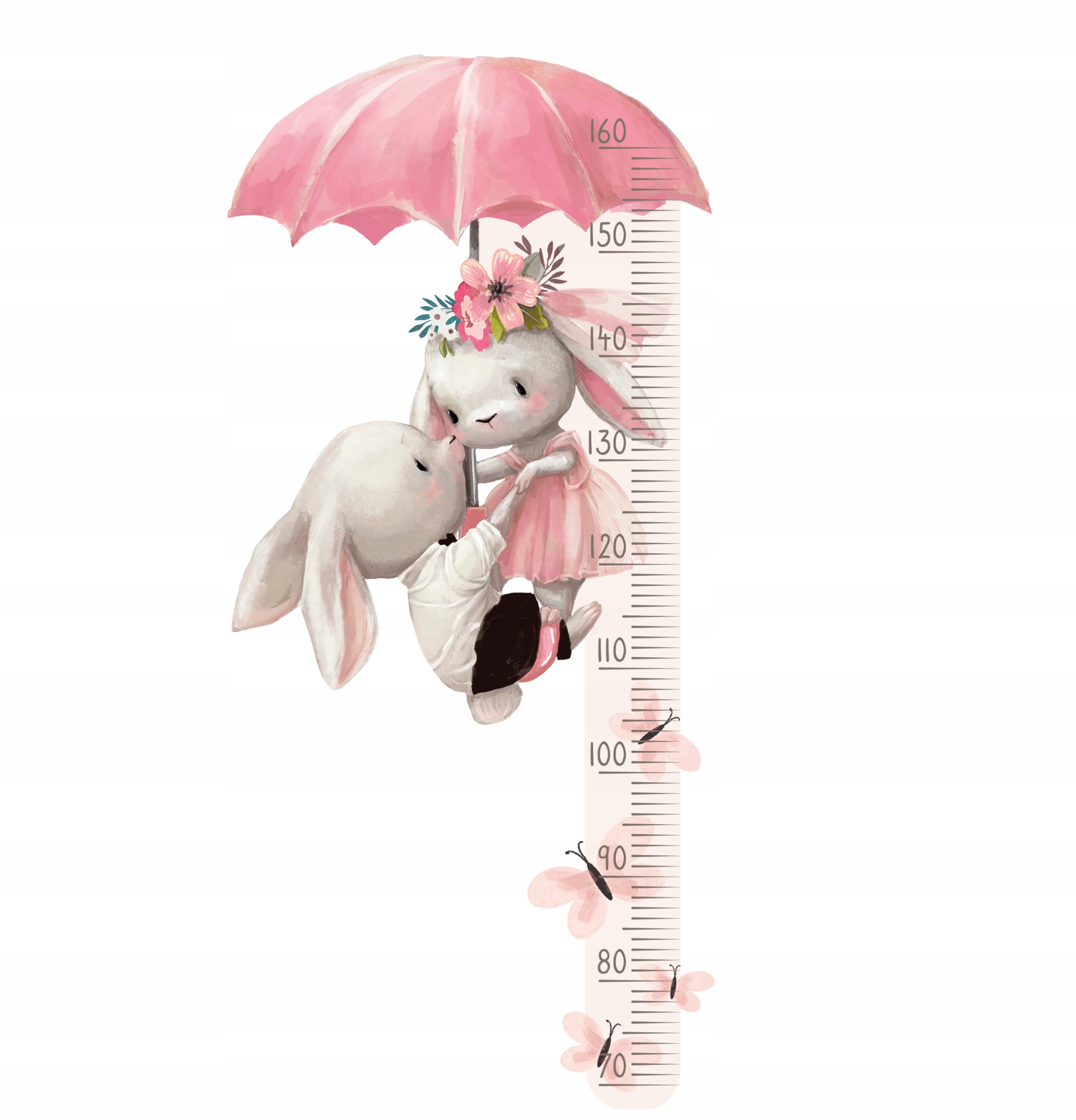 MIARKA WZROSTU naklejka na ścianę króliczki różowe Bohater / Bajka Inny