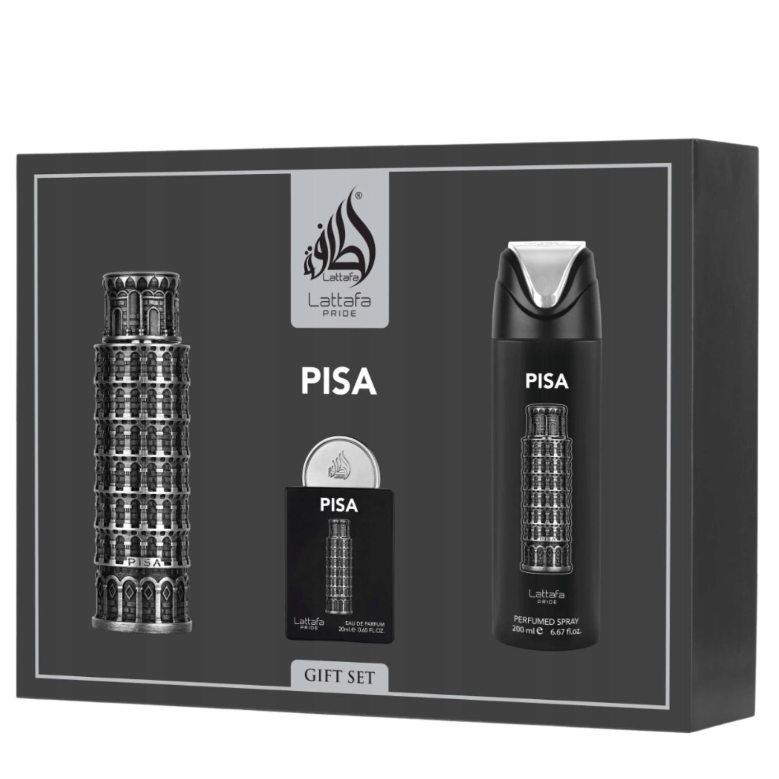 Lattafa Pride Pisa Giftset Edp 100ml+20ml+Deodorant 200ml zestaw