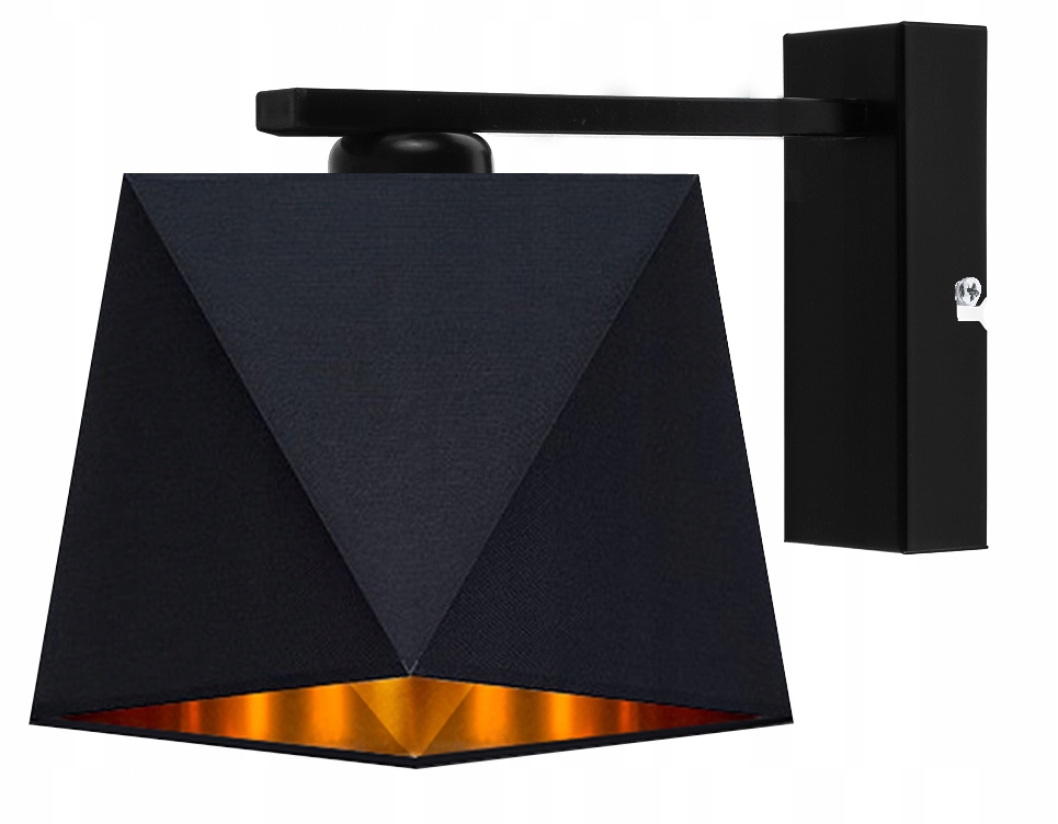 

Lampa Kinkiet Ścienna Abażur Czarno- Złoty Led
