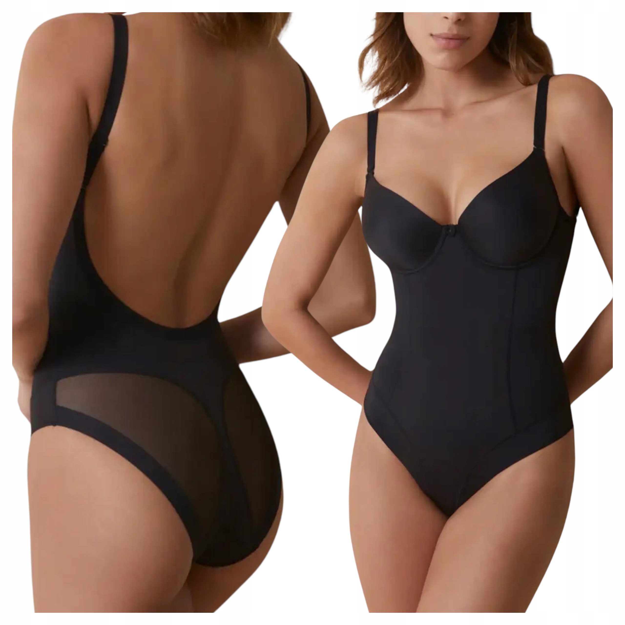 Zeštíhlující body s podprsenkou Silně modelující Pohodlné Hladké Černé 90C