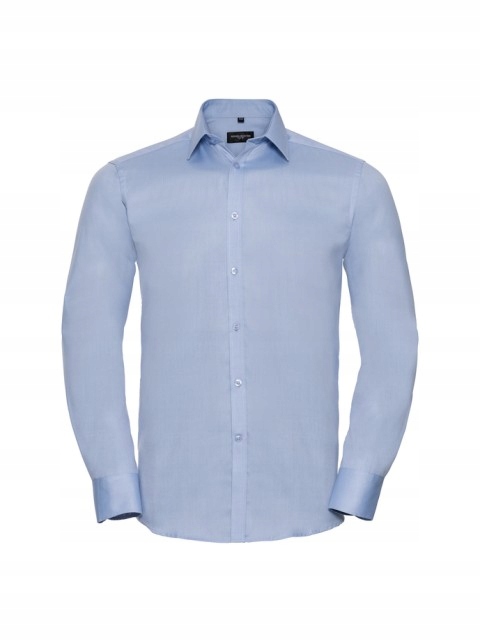 Pánská košile Russell s dlouhým rukávem, vzor rybí kosti, světle modrá, velikost XXL