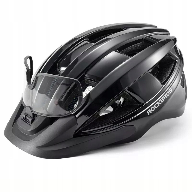 Kask Rowerowy Z Okularami Magnetycznymi Regulowany Lampka Led Daszek Lekki