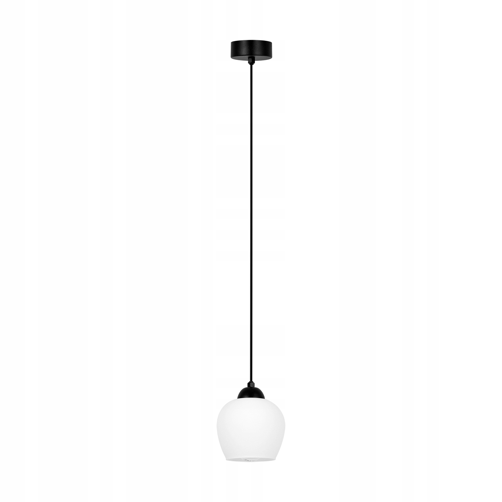 Lampa Wisząca Pojedyncza czarna biały mleczny klosz nad stół wyspę salon