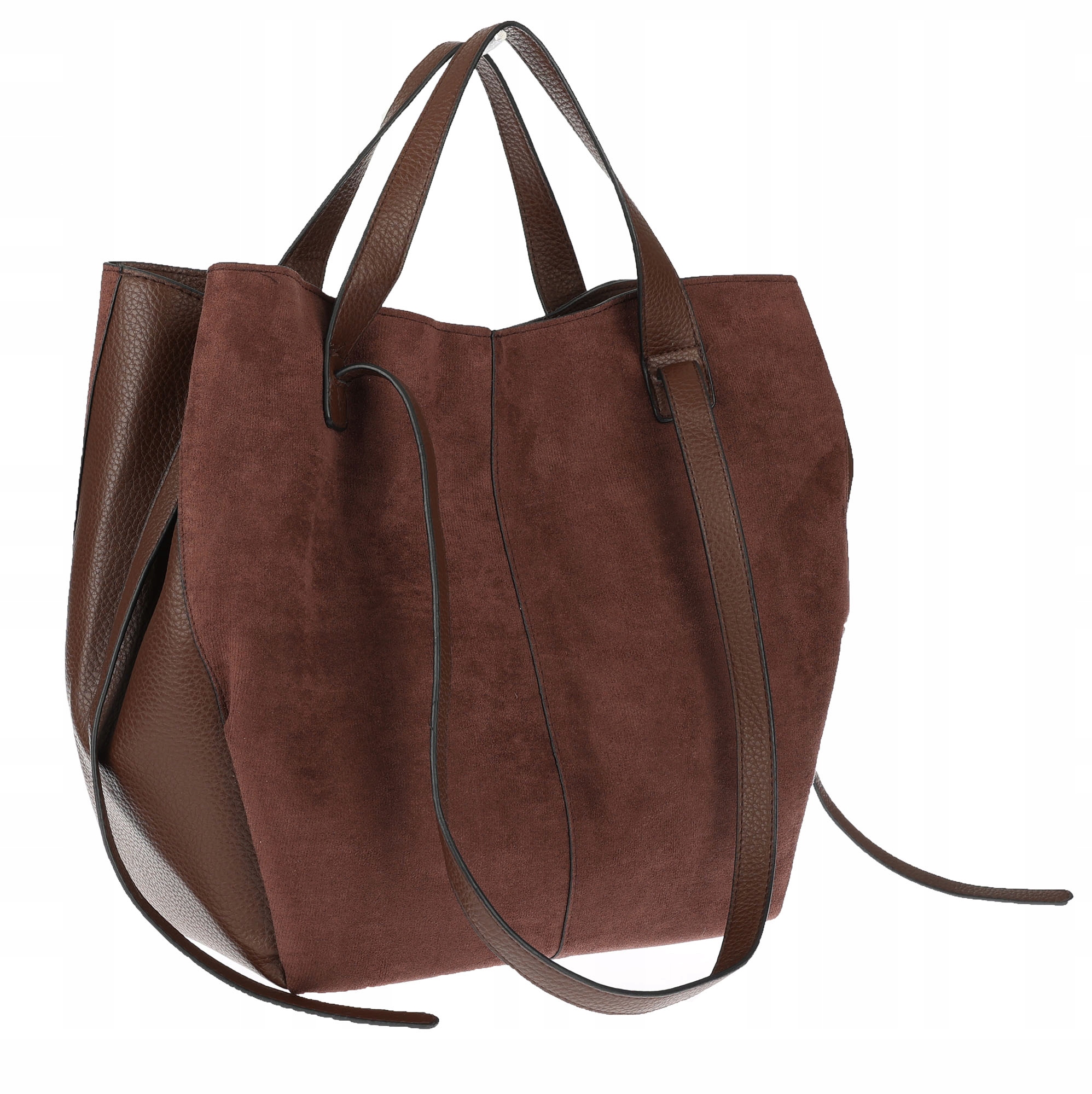 Torebka Damska Shopperka łódka Pojemna Torba zamszowa R1996 Czekoladowa