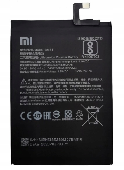 

Nowa Oryginalna Bateria BM-51 Xiaomi MI Max 3 Fvat
