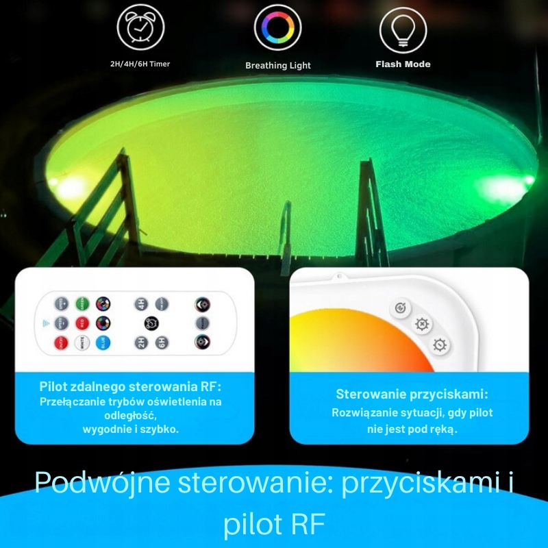 Lampka basenowa led RGB na akumulator do jacuzzi magnetyczna pilot IP68 EAN (GTIN) 5906849031210