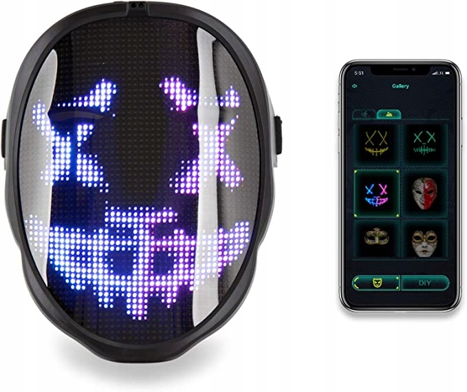 Led svítící maska na obličej Halloweenský kostým