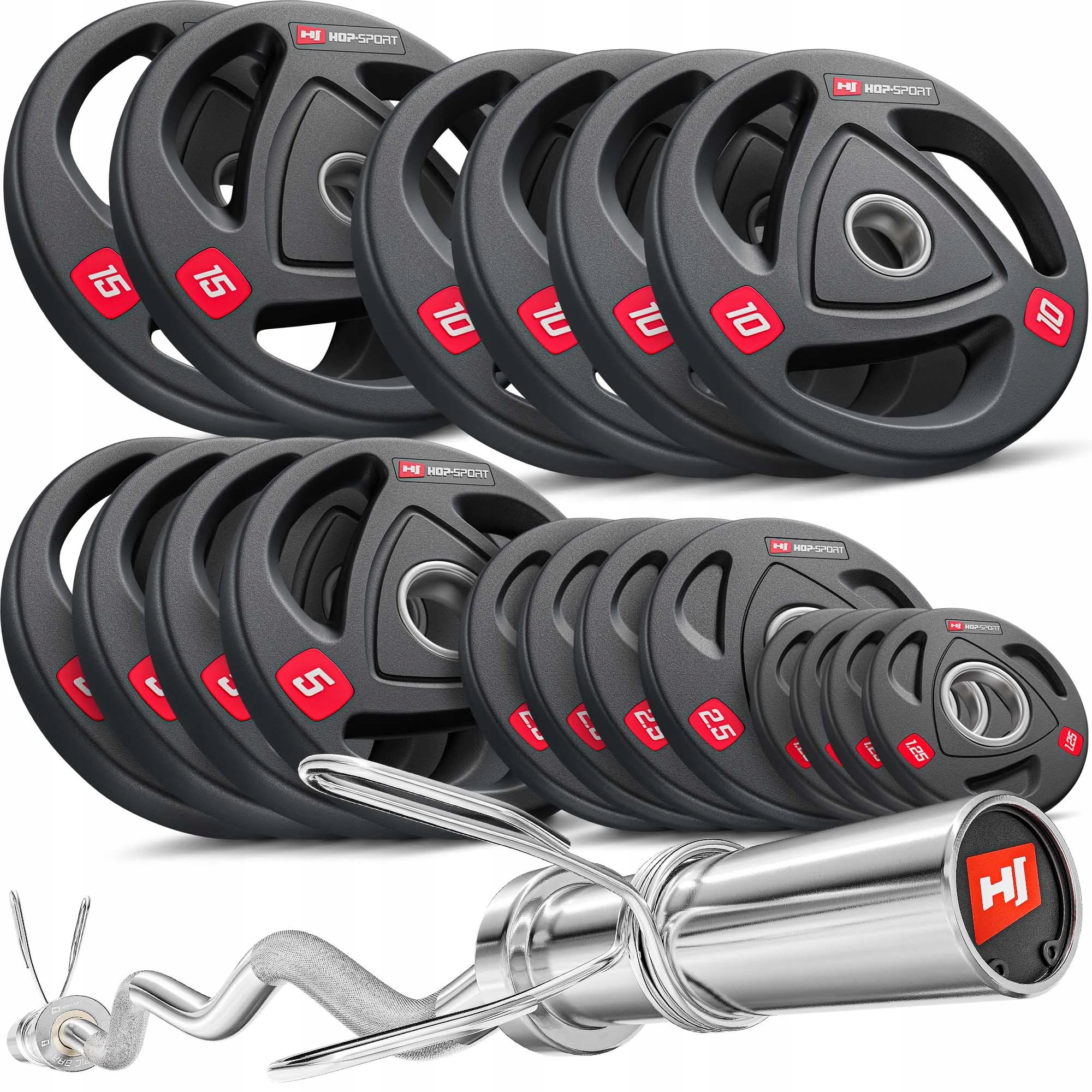 Sztanga olimpijska 51mm zestaw obciążeń żeliwnych 114kg z gryfem łamanym