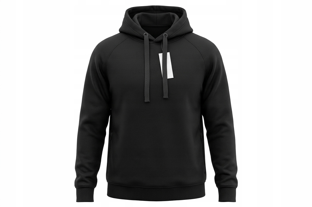 Bluza Męska z kapturem czarna bawełniana, suwaki Polska produkcja 2XL