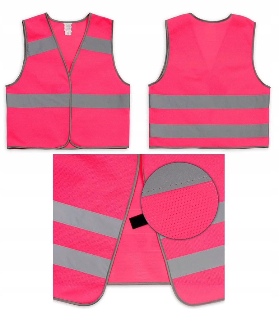 KAMIZELKA ODBLASKOWA OSTRZEGAWCZA XS 140-164 RÓŻOW Kod producenta COD 7912
