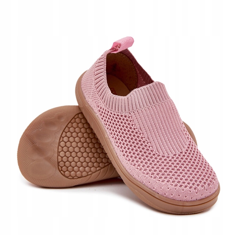 Wsuwane Kapcie Barefoot Dziecięce Materiałowe Skórzana Wkładka Różowe 30