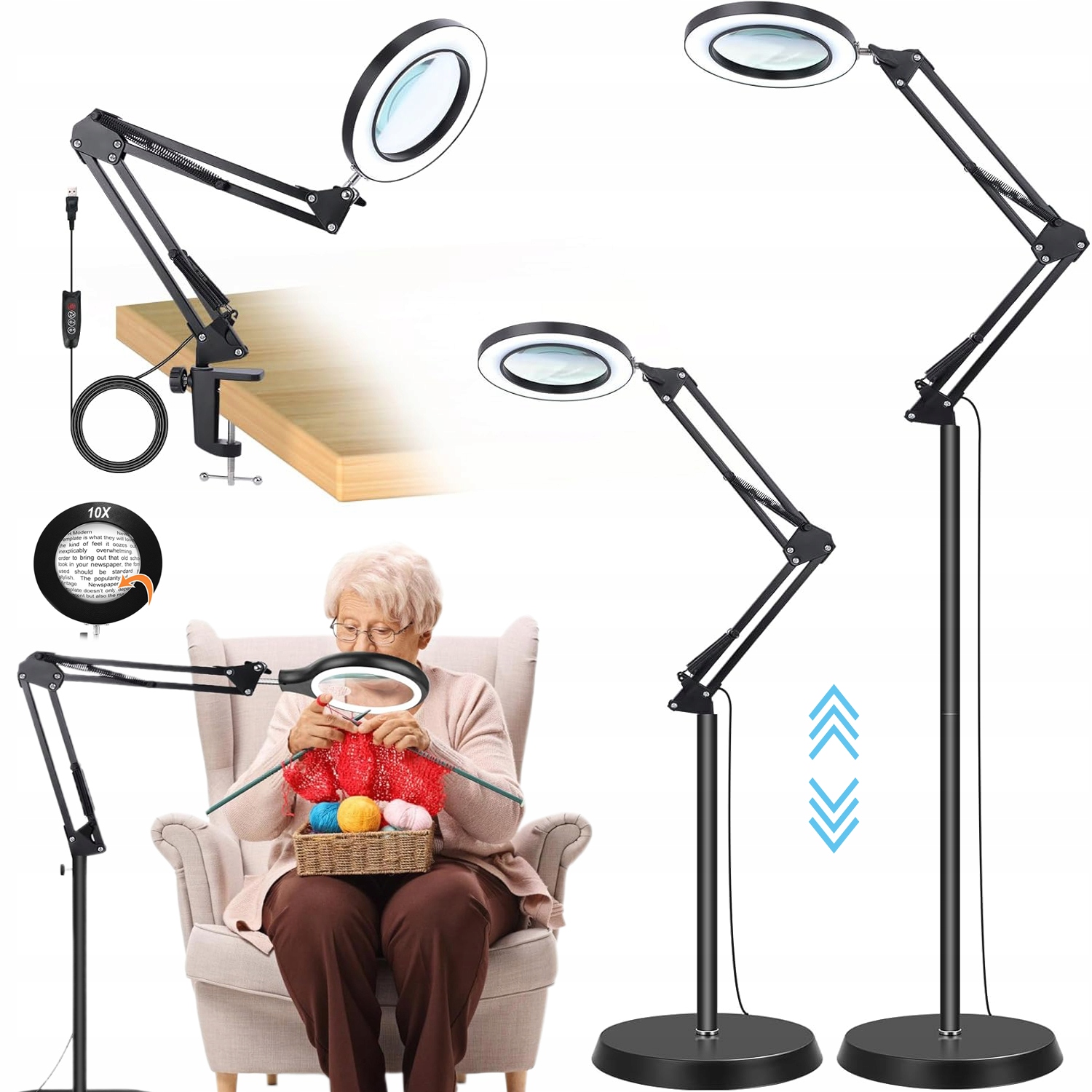 Led Stolní Lampa S 10 Lupou, Kosmetická Lampa, Stojací Lampa, 3 Barvy