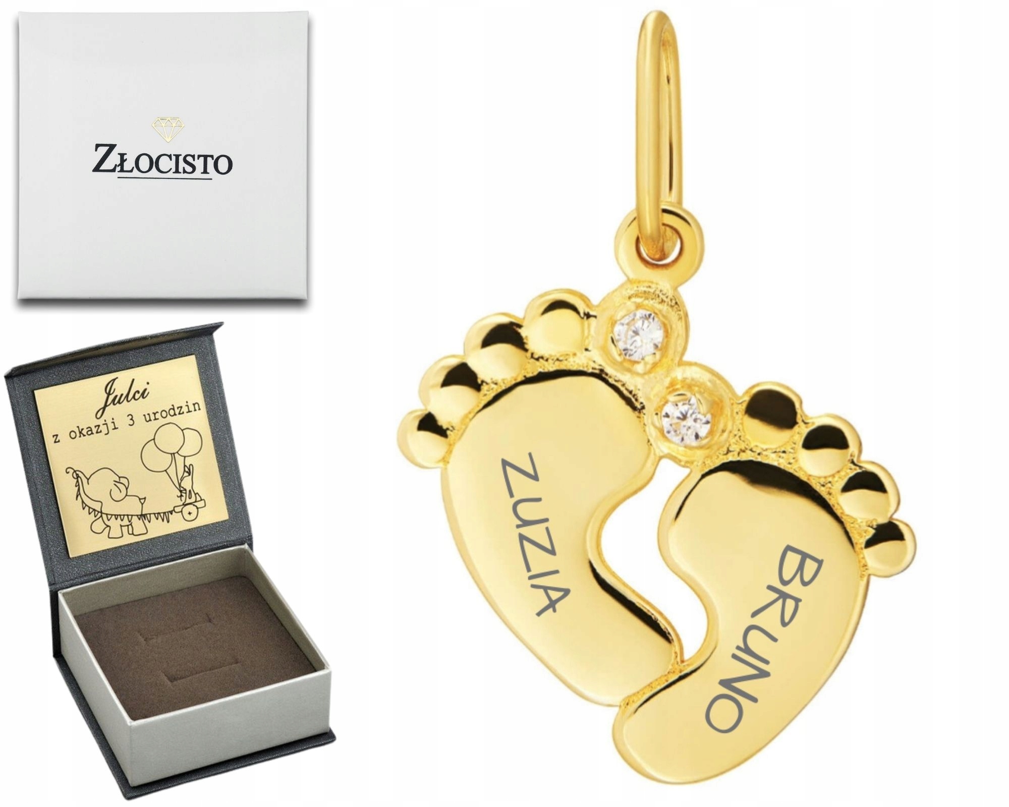 Zlatý Přívěsek Na Nohy Z Zirkon Možný Gravírování Pro Maminku 585 Dárek