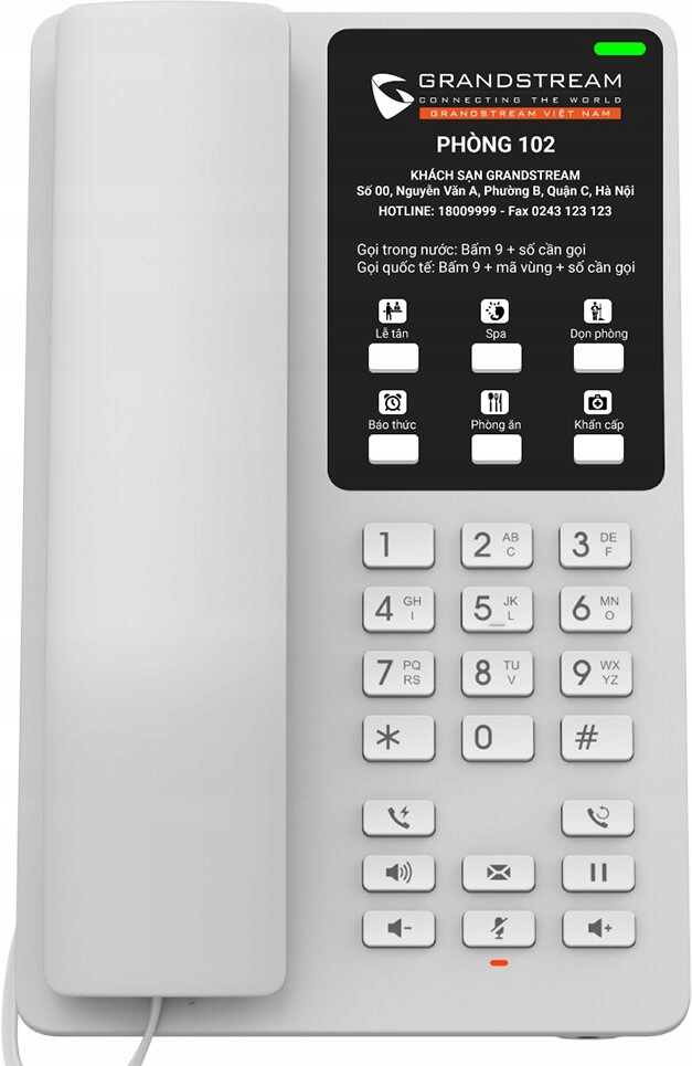 Grandstream GHP620 Ip Hotelový Telefon PoE 2SIP Hd Opus 6 Kláves Bílý