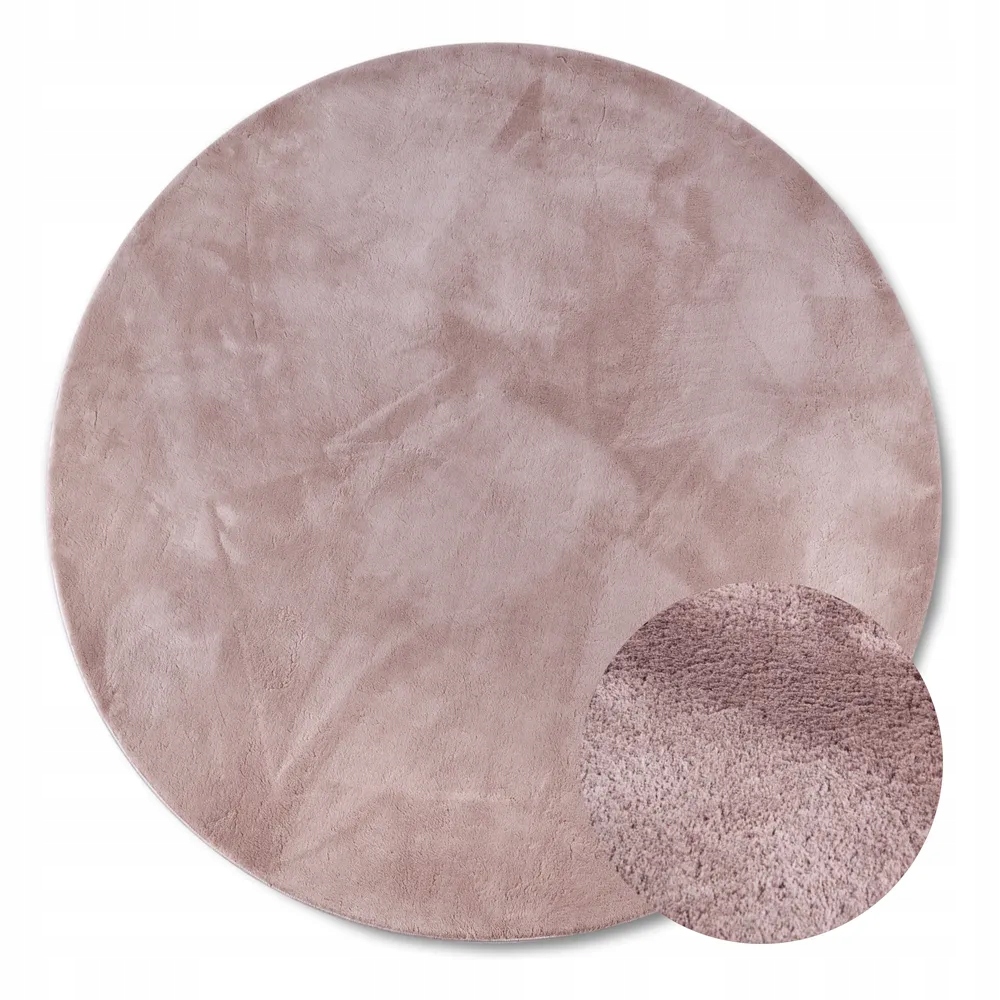 Koberec okrúhly plyš do obývačky 160cm, mäkké ružové štetiny