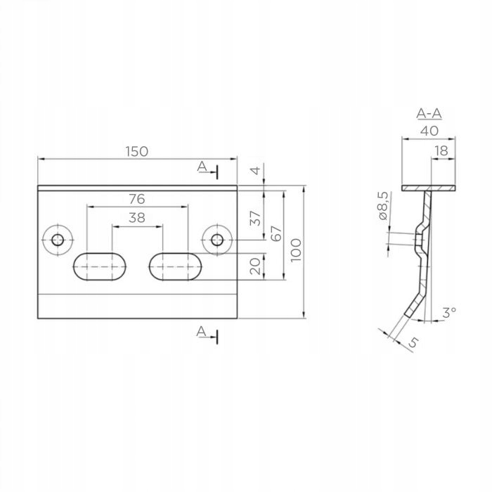 STOPER OGRANICZNIK ODBÓJ OPÓR ODBOJNIK DO BRAMY OCYNK 4,5cm STALOWY Kod producenta 61.093