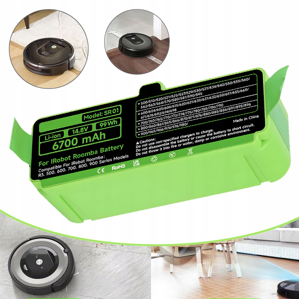 Akumulátor 14,8 V 6700 Mah, Kompatibilní S Vysavačem Roomba