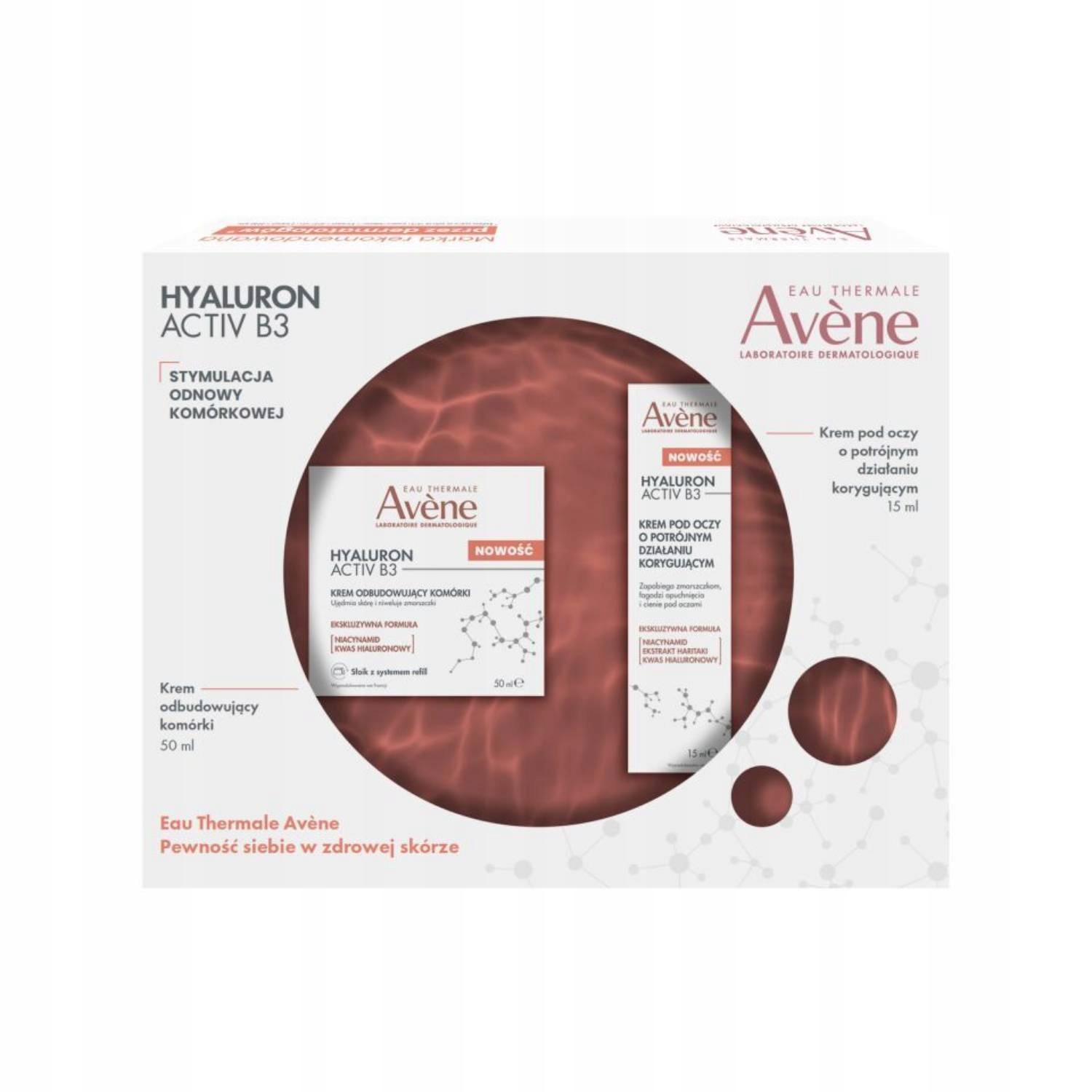 Avene Hyaluron Activ B3 Krem odbudowujący, 50 ml Krem pod oczy, 15 ml