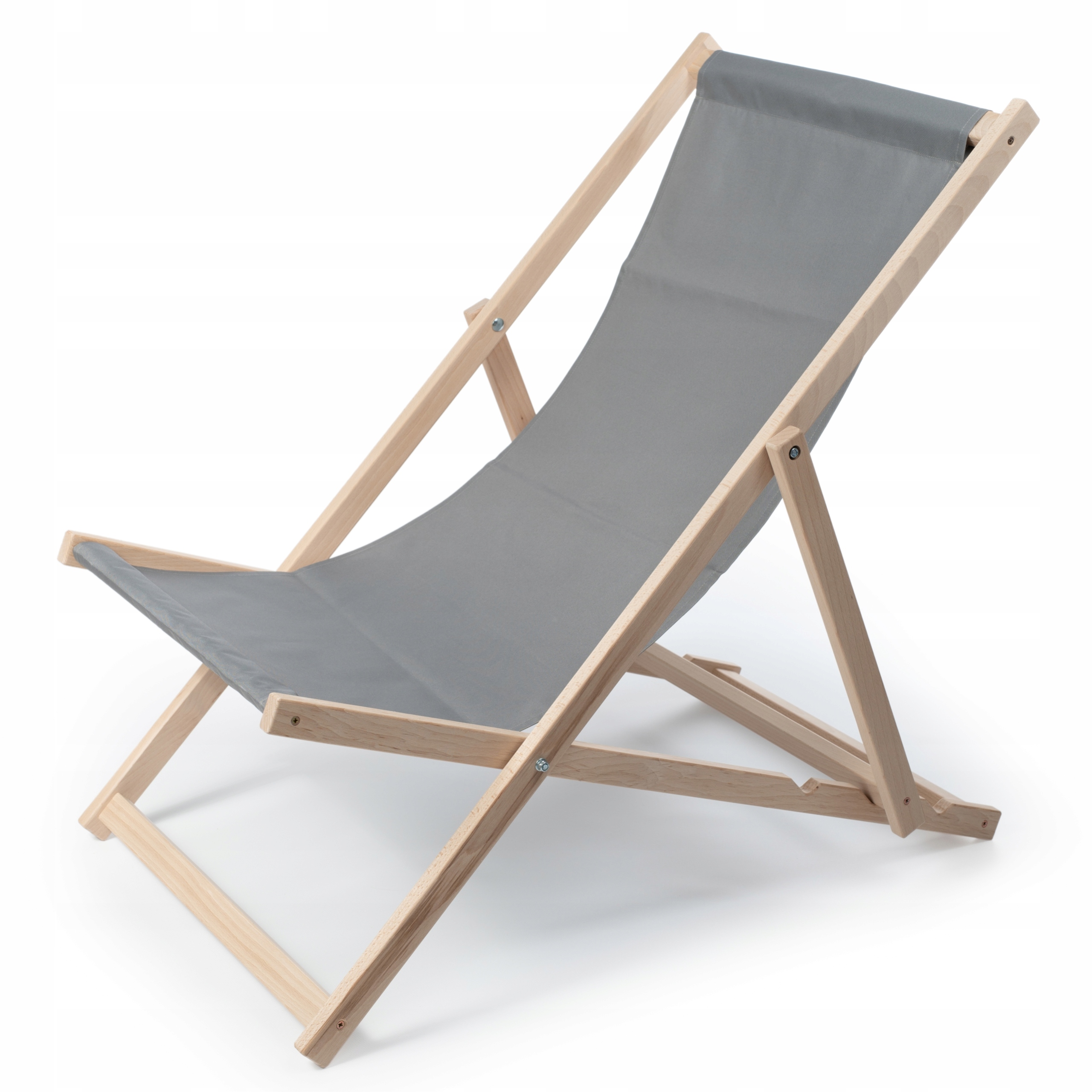 Klasyczny drewniany leżak ogrodowy Szary