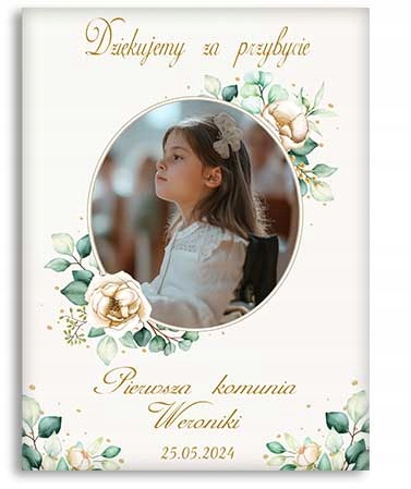 Magnes KOMUNIA na lodówkę PODZIĘKOWANIA dla gości ze zdjęciem KM_032