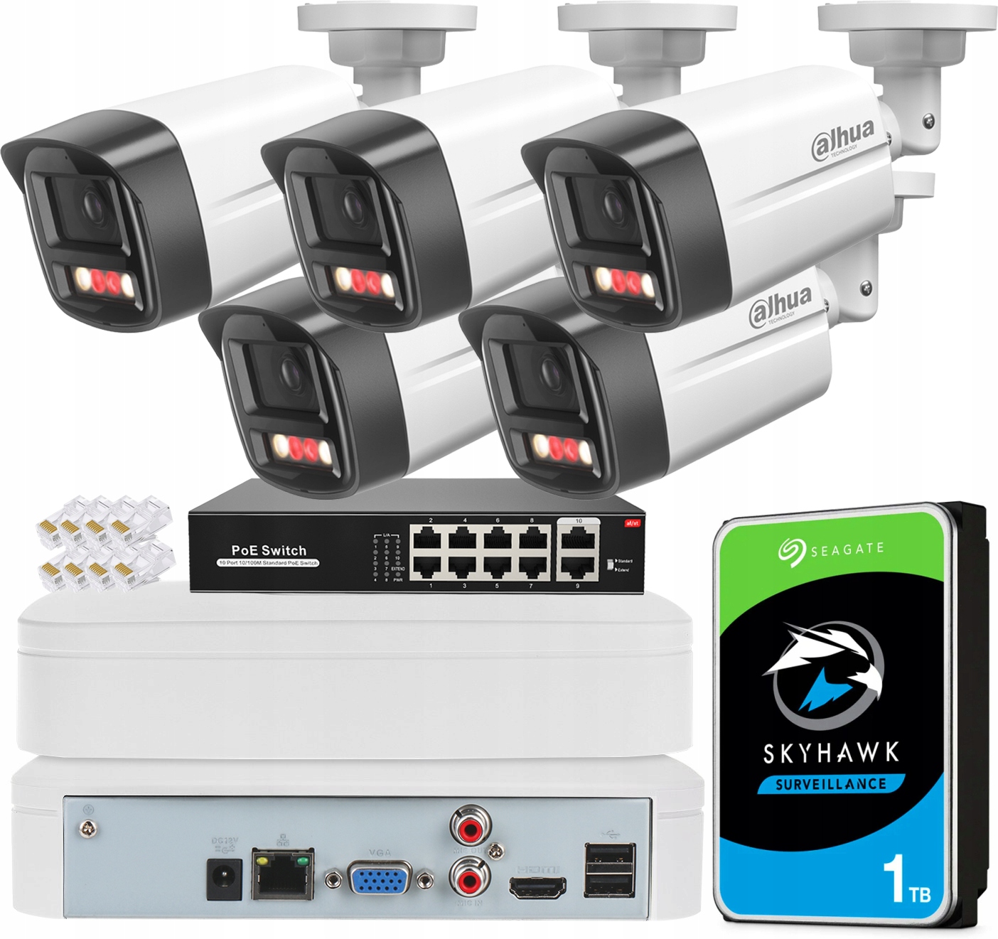 Sada na monitorovanie Dahua 5 kamier 4MPX bez kábla rekordér 8CH disk 1TB