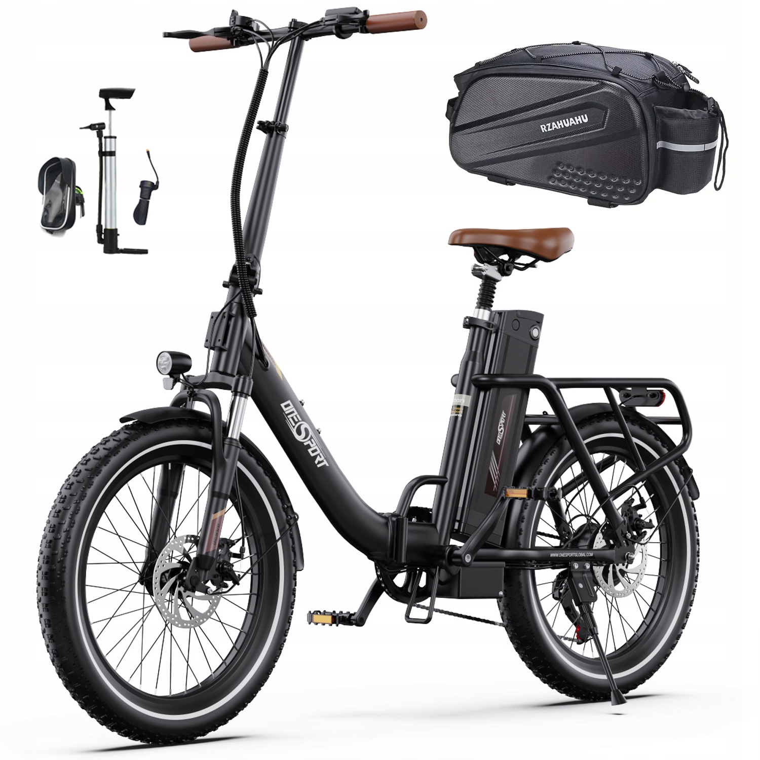 Onesport OT16-2 Składany Rower Elektryczny 48V 17AH, 250W, Koła 20" x 3.0, Zasięg do 120 km