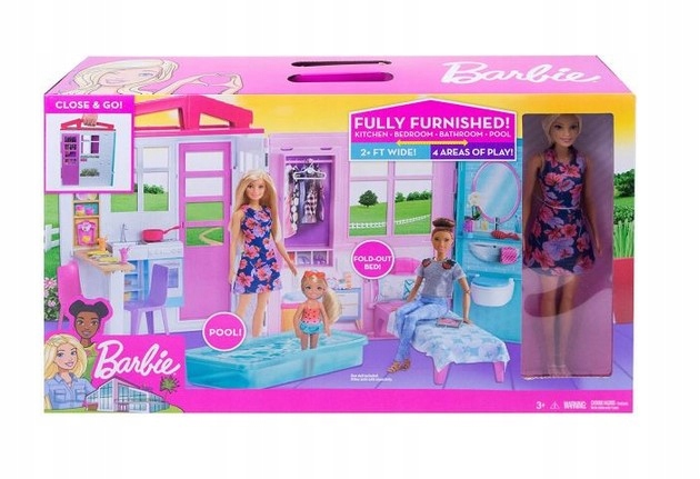 BARBIE DOMEK DLA LALEK DOMEK Z LALKĄ I AKCESORIAMI Marka Barbie