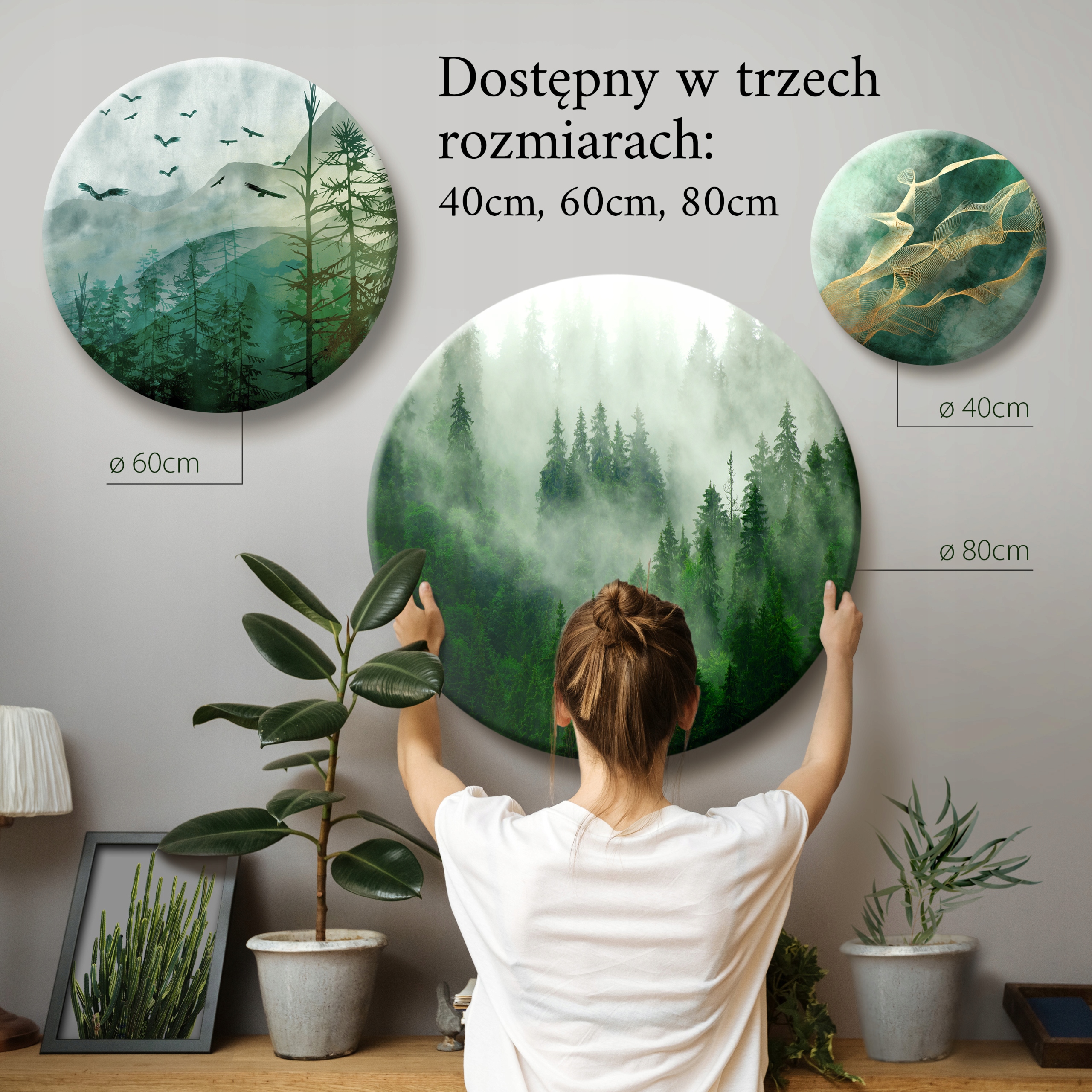 OKRĄGŁY OBRAZ NA PŁÓTNIE 60x60 a-B-10013-bc-a Materiał wykonania płótno