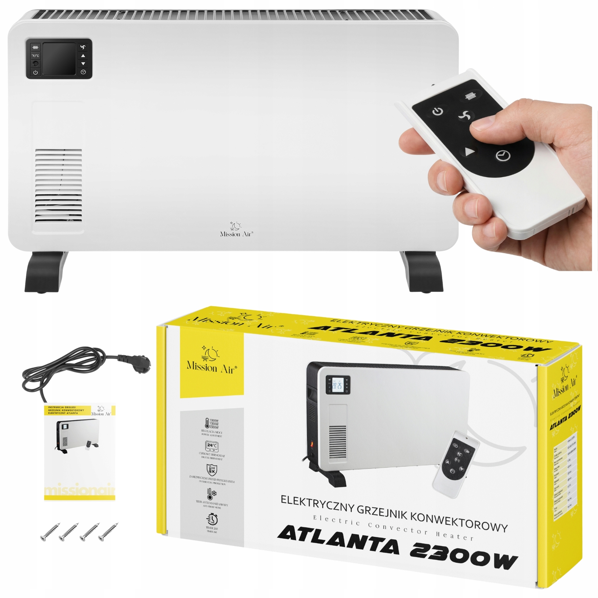 Elektrický konvektorový ohřívač energeticky úsporný Nafukovací Časovač Pilot 2300W