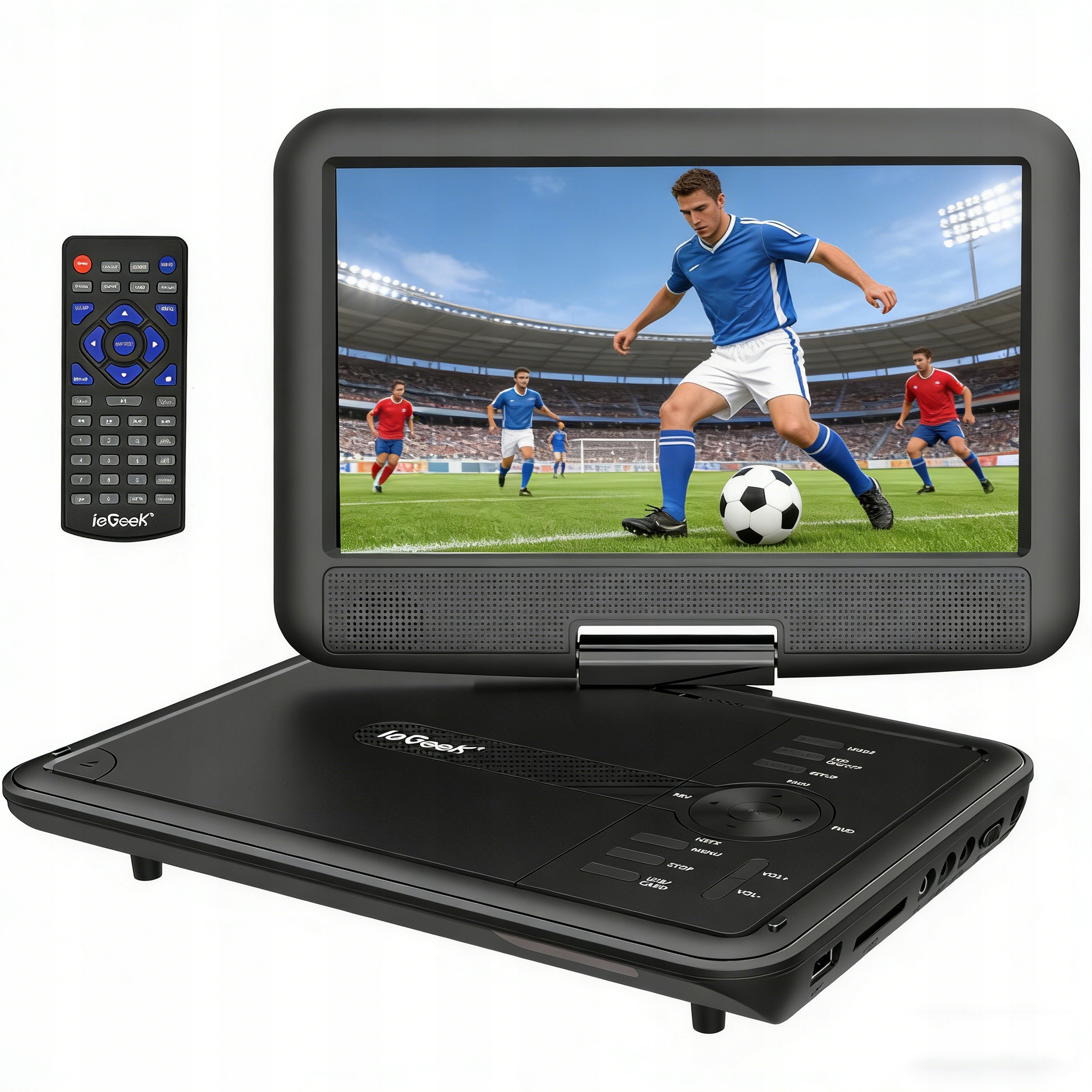 Přenosný DVD Přehrávač S Velkým 9" Otočným Hd Displejem A Baterií