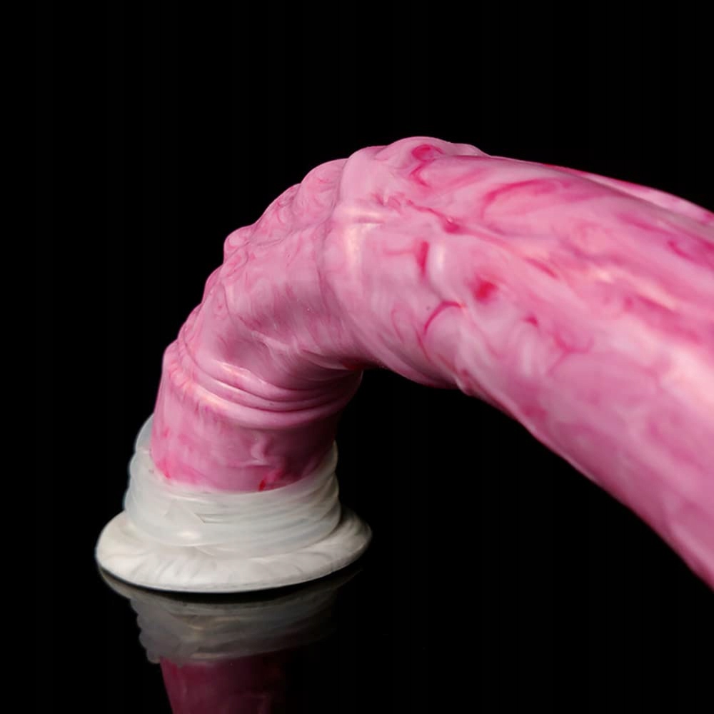 KUAECR Realistyczny Dildo Koński XL Silikonowy Z Przyssawką Czerwono Szary — miniatura 6