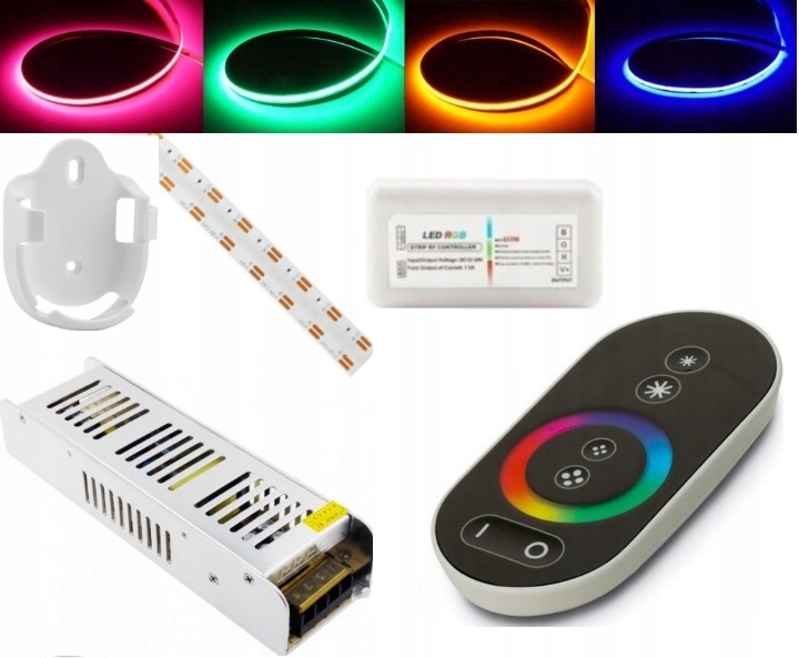 Zestaw 10m Tasma Led Cob Rgb Liniowa Pilot Dotykowy Zasilacz