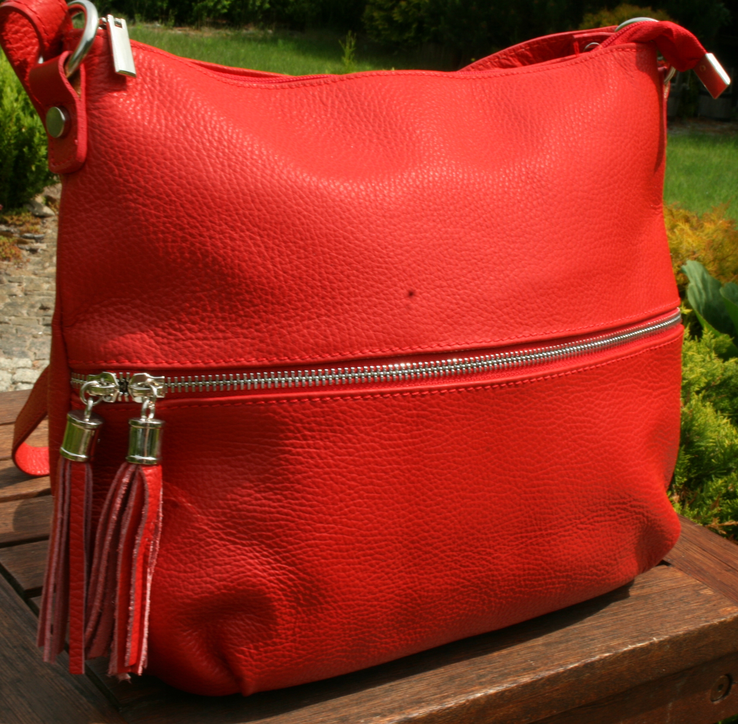 Dámská kožená kabelka italská červená