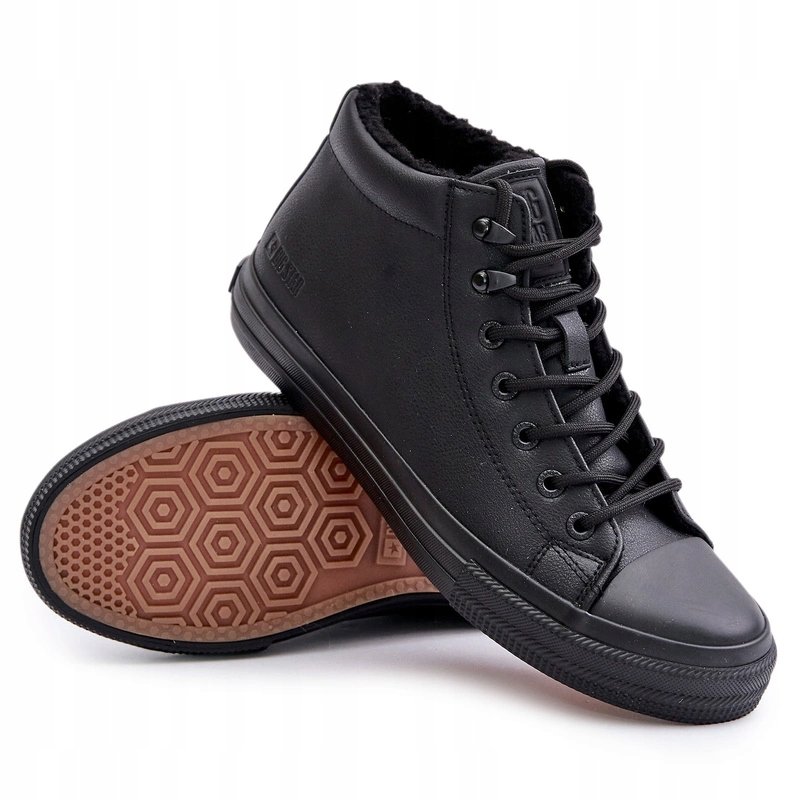 Pánské Zateplené Tenisky Z Eko Kůže Se Šněrováním Big Star OO174607, Černé, Velikost 41