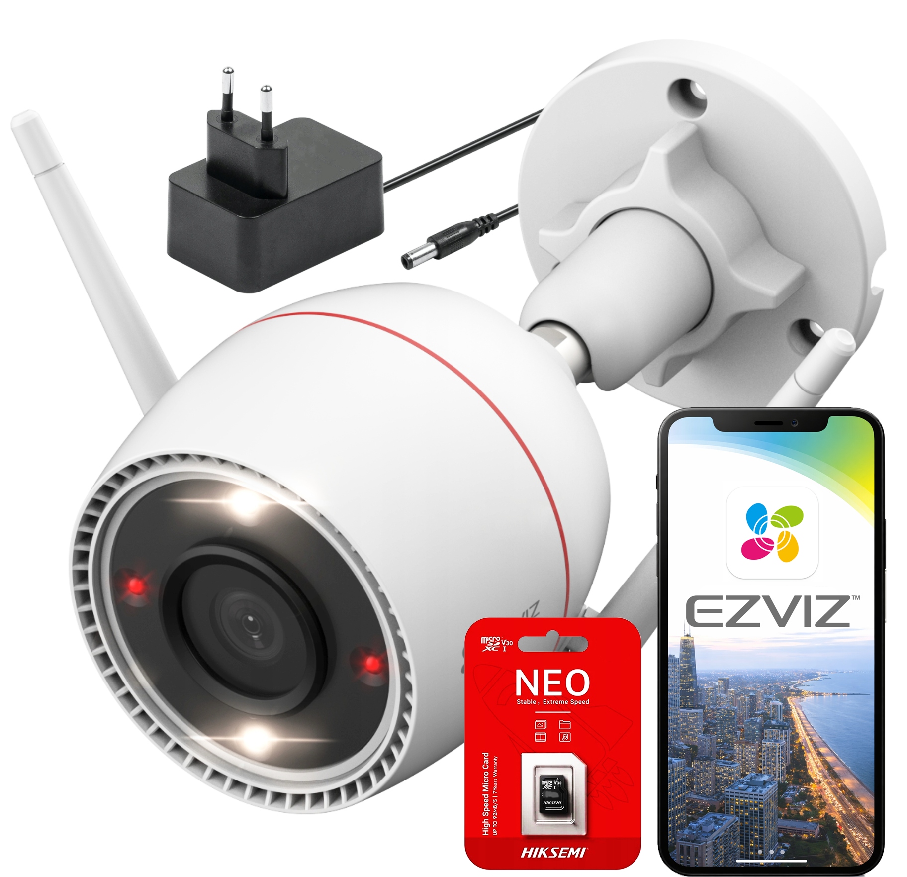 Venkovní WiFi kamera Ezviz H3c 5MPx, detekce odstrašování 64GB karta