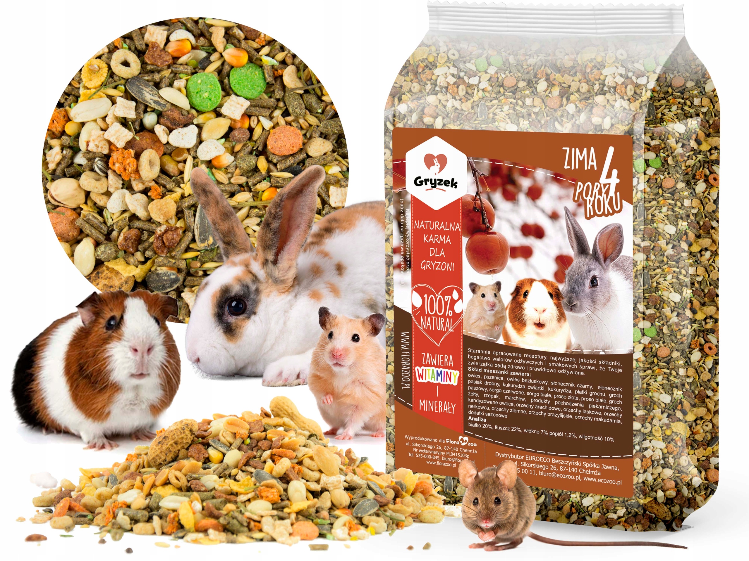 KARMA DLA GRYZONI KRÓLIKA CHOMIKA ŚWINKI ZIMA 5L