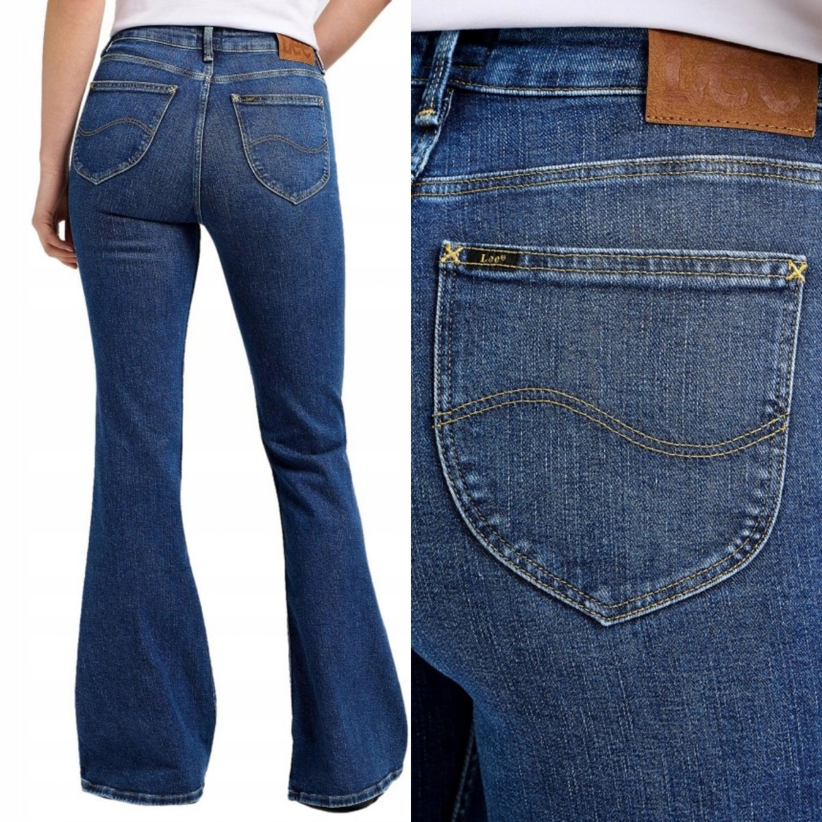 Lee Breese High Rise Flare Bootcut Dzwony Jeansy "rain Falls" W32 L33