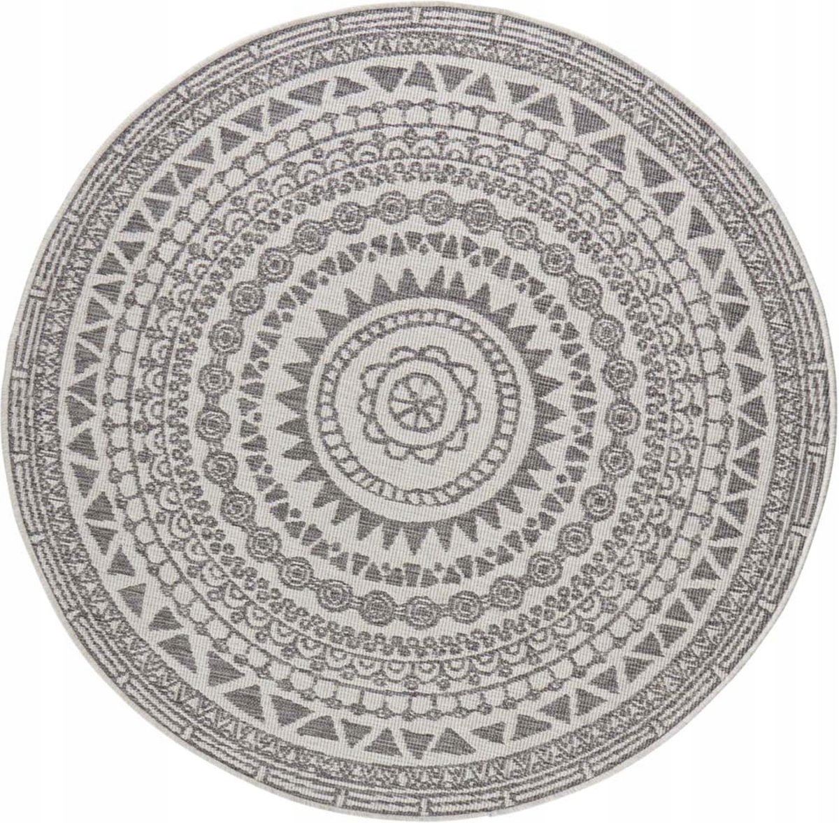 Kruhový koberec na terasu 140 cm vonkajší, obojstranný, sivý