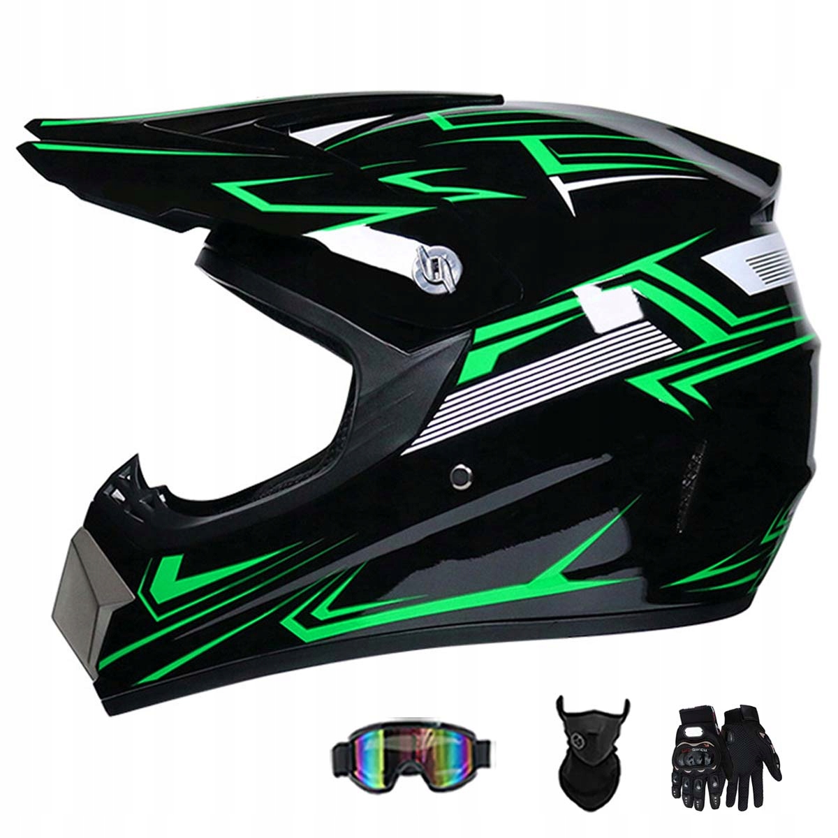 Motocyklová Přilba Lehká Enduro Quada Brýle Rukavice Maska XL