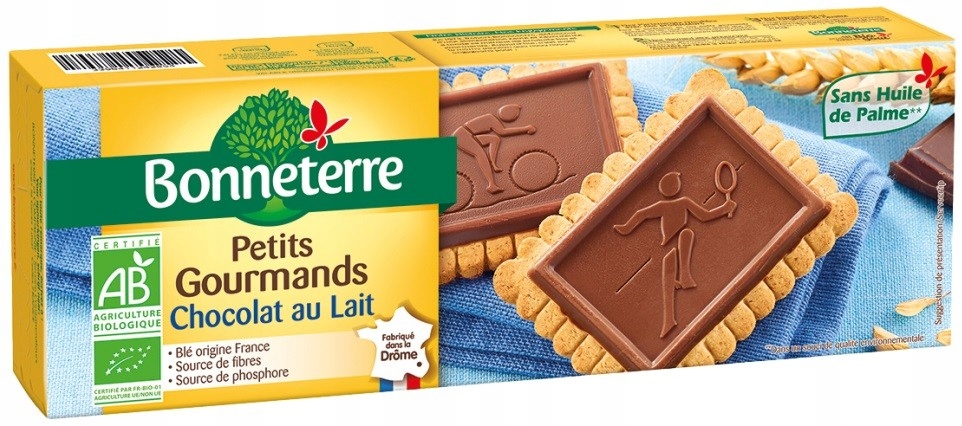3x Bonneterre Sušenky s mléčnou čokoládou 150 g Bio