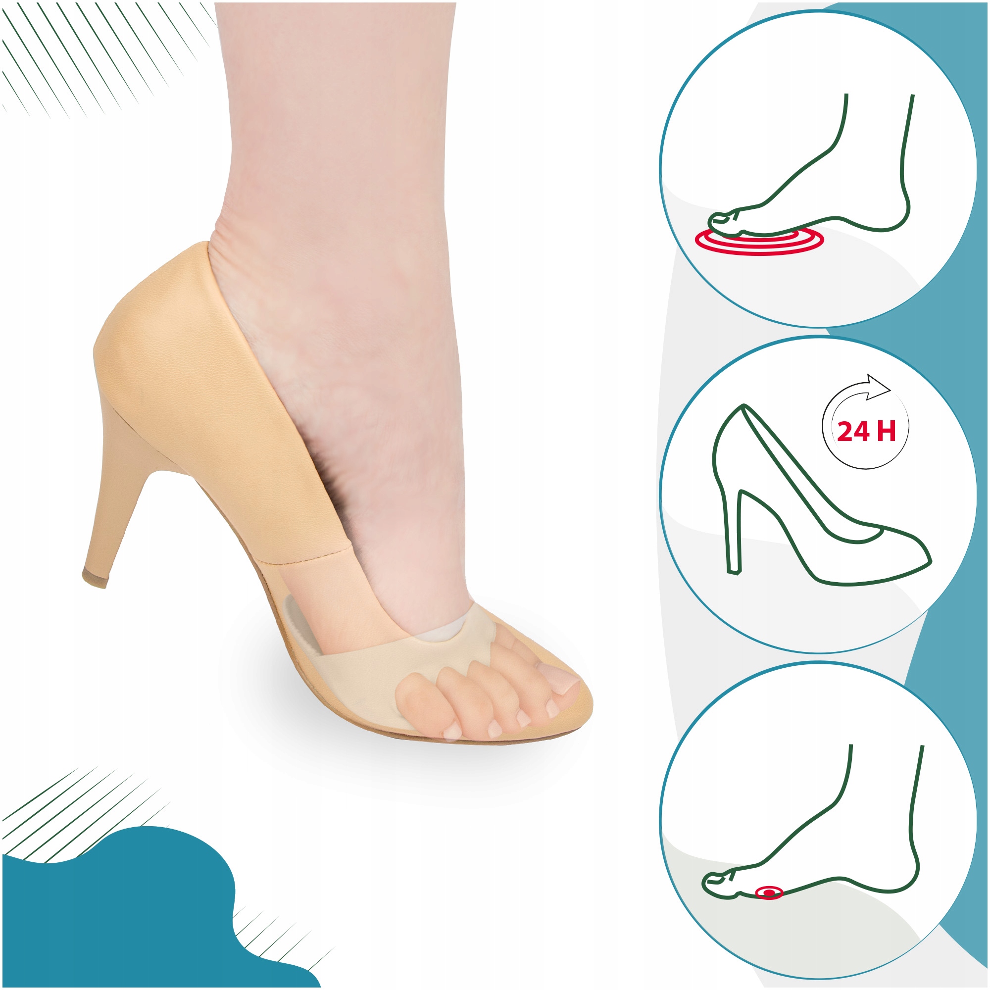 Podkładka pod śródstopie na zmęczone bolące stopy Materiał mający kontakt ze stopą bawełna