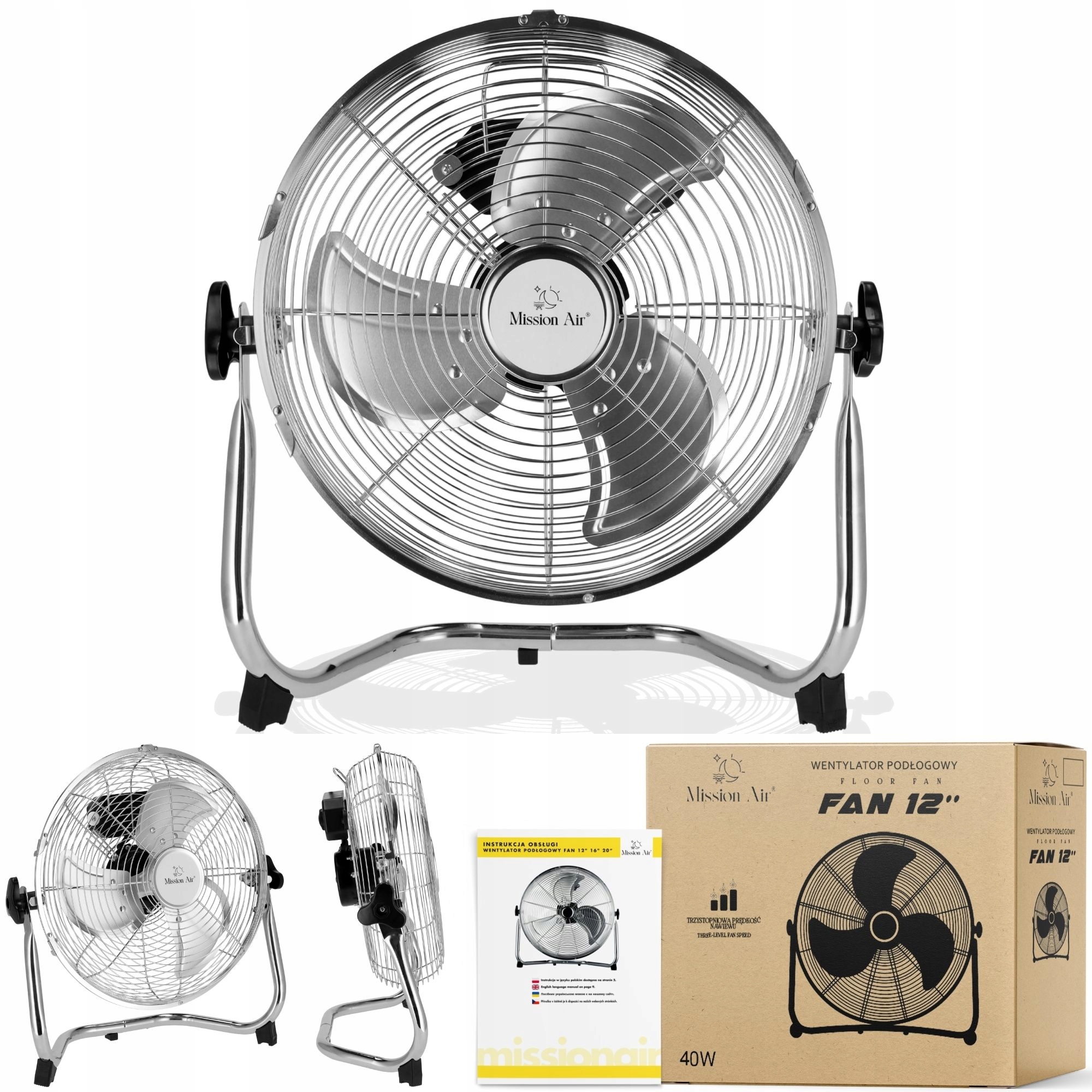 Podlahový Ventilátor velký cirkulátor Silný průmyslový větráček Fan 12" 30CM
