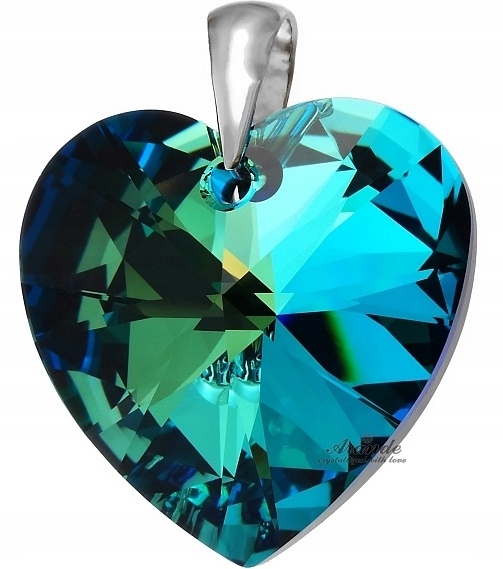 Krystaly Velký Přívěsek Srdce Bermudy Modré Stříbro