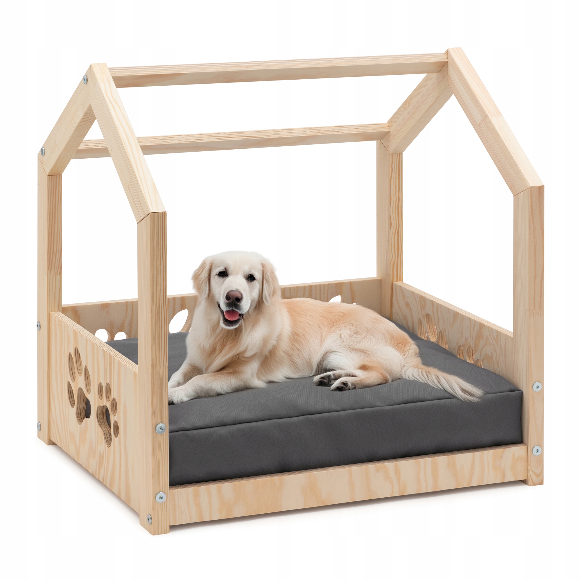 Legowisko dla psa Domek drewniany posłanie kanapa łóżko z Poduszką 94x64x73