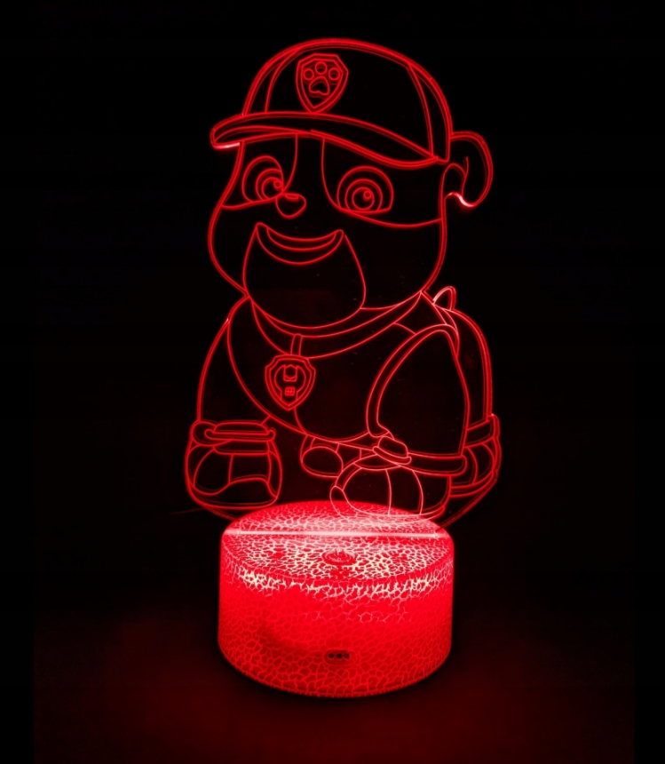 Lampka Nocna PSI PATROL RUBBLE 3D LED Imię Marka Plexido
