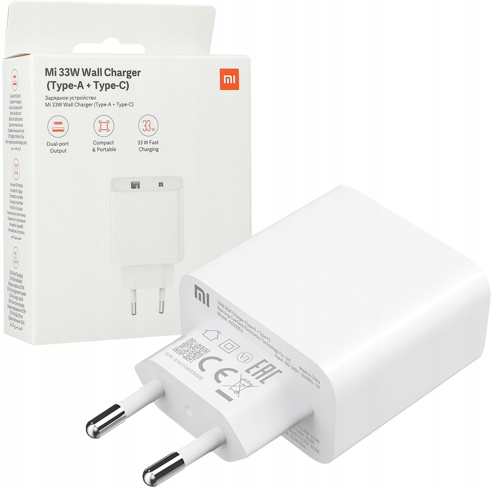 Ładowarka sieciowa 33W Xiaomi Travel Charger Combo 1x Usb-a 1x Usb-c, Pd Qc