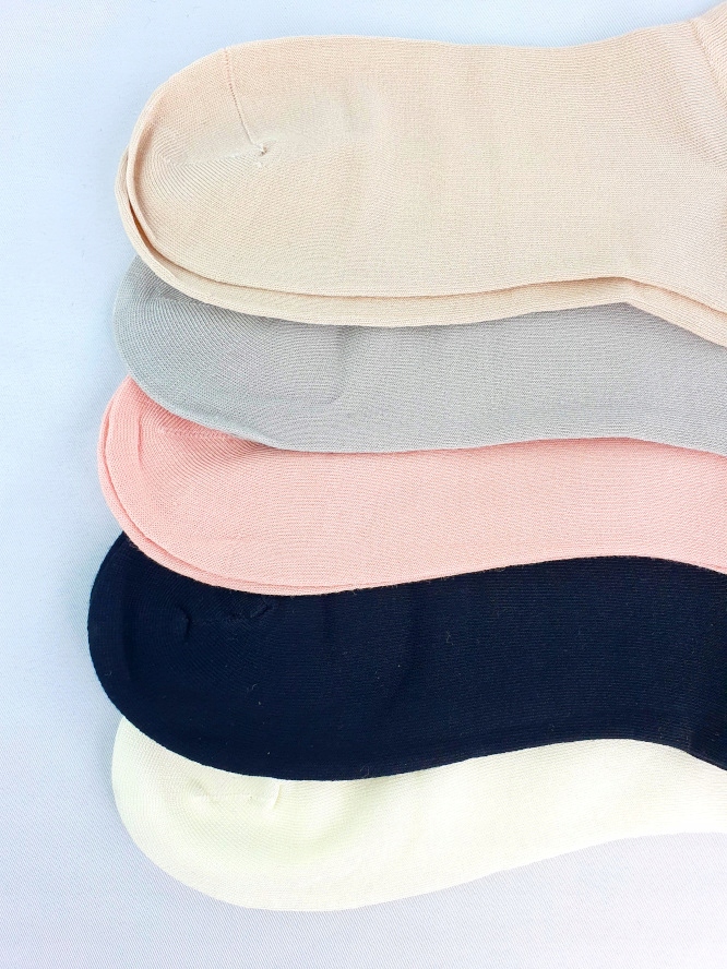 5 PAR BAMBUSOWE KOLOROWE SKARPETKI DAMSKIE ZAKOSTKI WYGODNE STYLOWE GŁADKIE Model skarpety premium, lekkie, BEZSZWOWE, NIEUCISKOWE