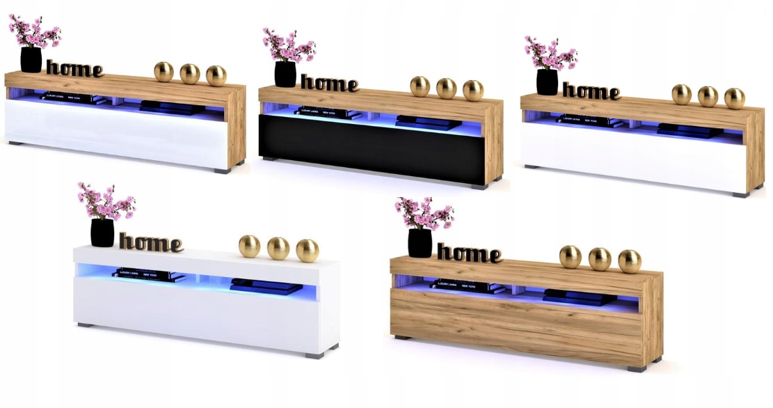 SZAFKA RTV KOMODA STOLIK PLAY CRAFT Czarny LED 180 Wysokość mebla 51.1 cm