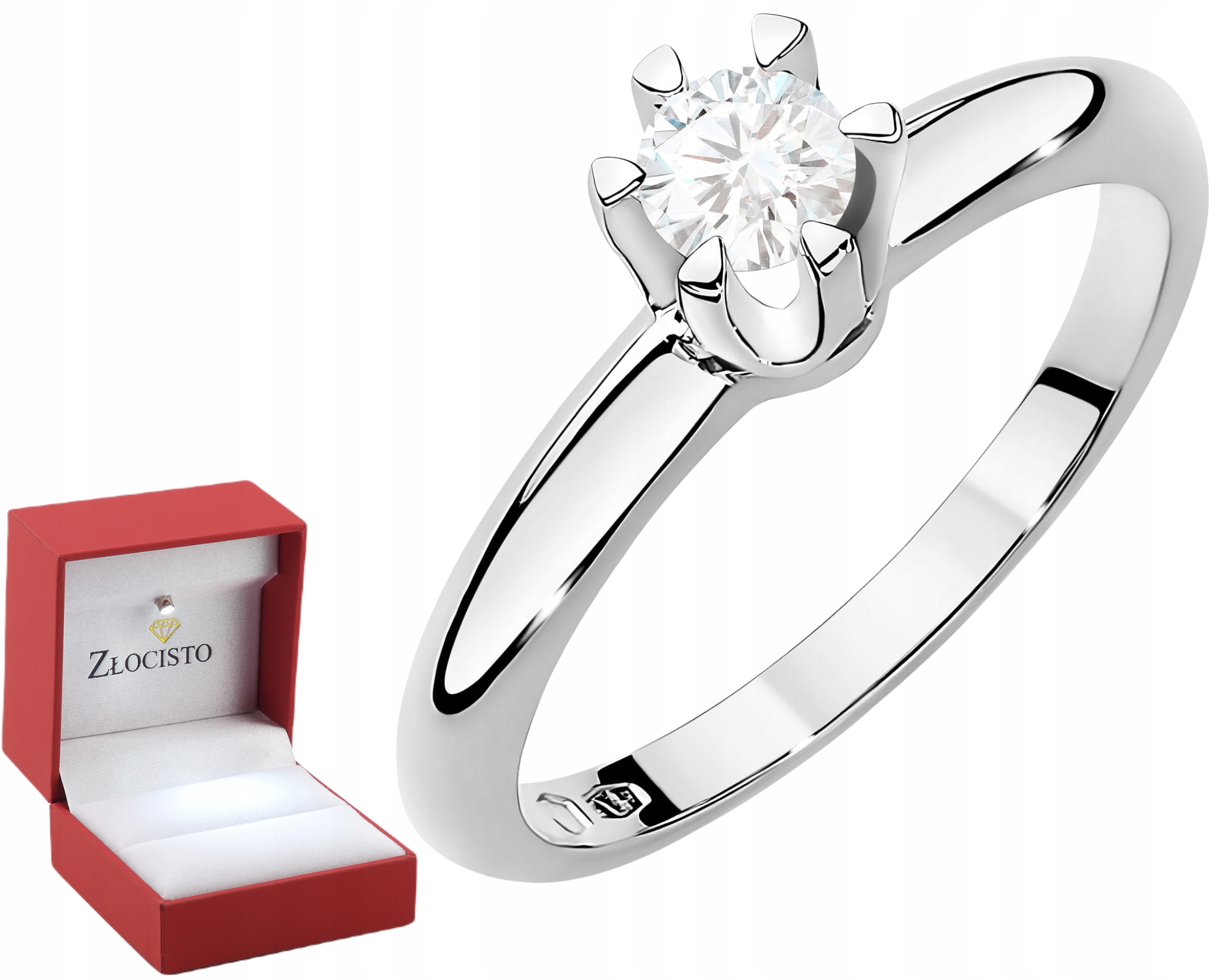 Bílé Zlato Klasický Prstýnek Briliant Lab 585