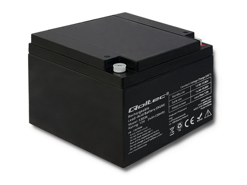 Акумулятор QOLTEC 53036 24Ah 12V